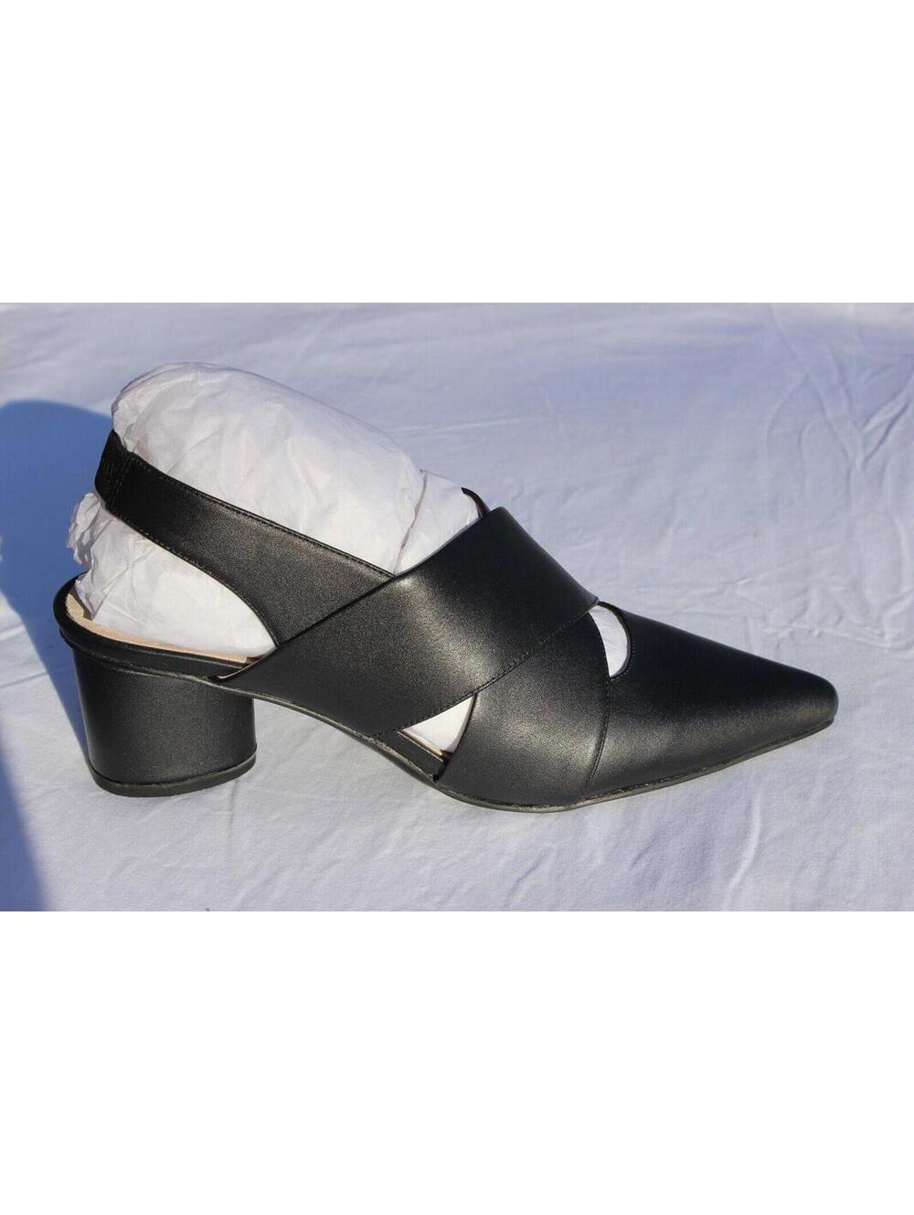 NEW SOL SANA GOLLA 2" WRAPPED BLOCK HEEL SLINGBACK SANDALS BLACK EU 38 / US 7